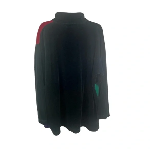 Vintage Retro 80's/90's Velvety Velour Color Block 3/4 Zip Pullover Sweatshirt - Picture 5 of 14